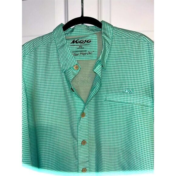 Mojo Sportswear Men's 2XL Green Check Short Sleeve Button-Up Shirt - Picture 2 of 8
